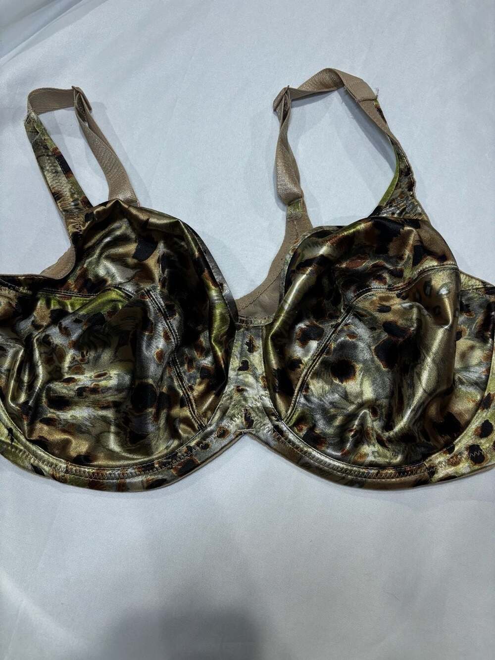 Avenue Body Gold Leopard Print Satin Underwire Bra Size 42D